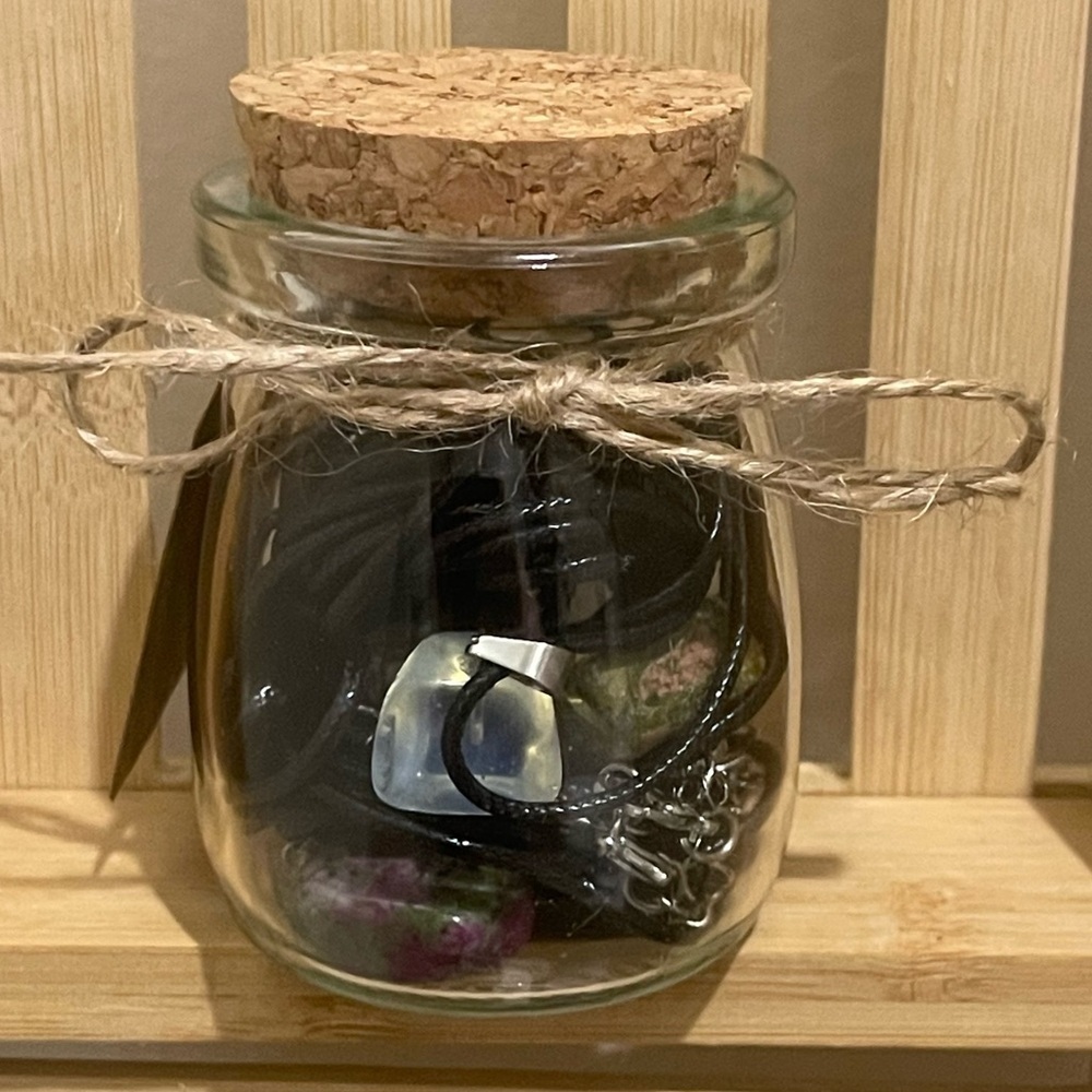 Mystery Glass Jar of Jewelry Natural Stone pendant necklaces